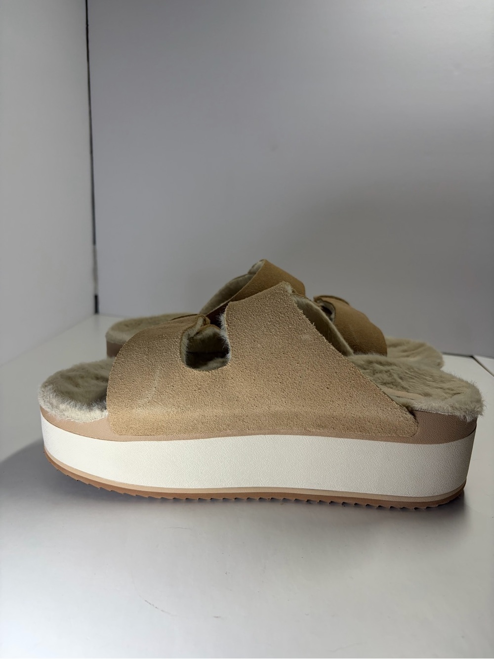 Reef Women's Ojai Ciara Platform Slide Sandal Tan Suede Leather Sz 8 Beach Comfy - Picture 5 of 13